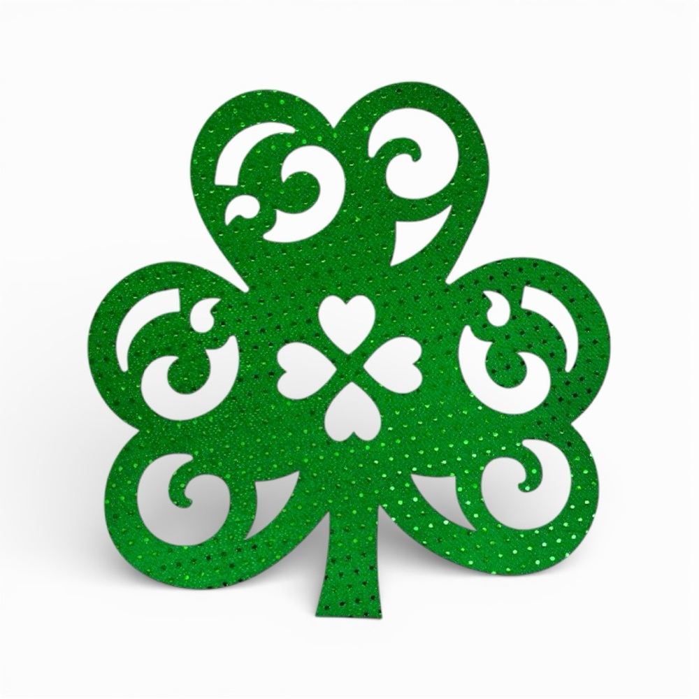 Green Glitter Shamrock Placemats-Pack of 4 - Picture 2 of 5
